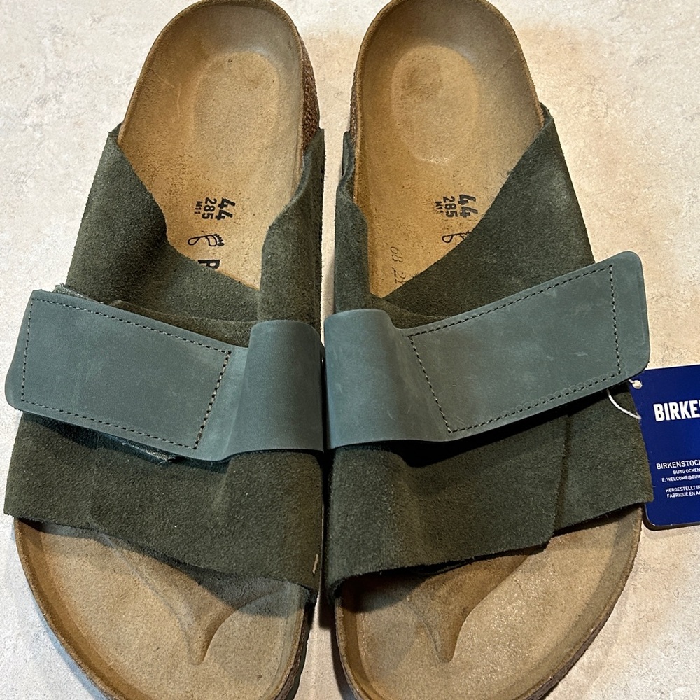 Birkenstock Olive Suede Slip-On Sandals